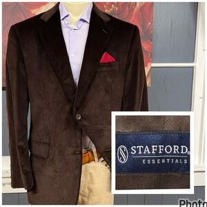 Stafford Corduroy Blazer‎ Jacket Sport Coat Mens 42R Classic Fit Cotton Brown